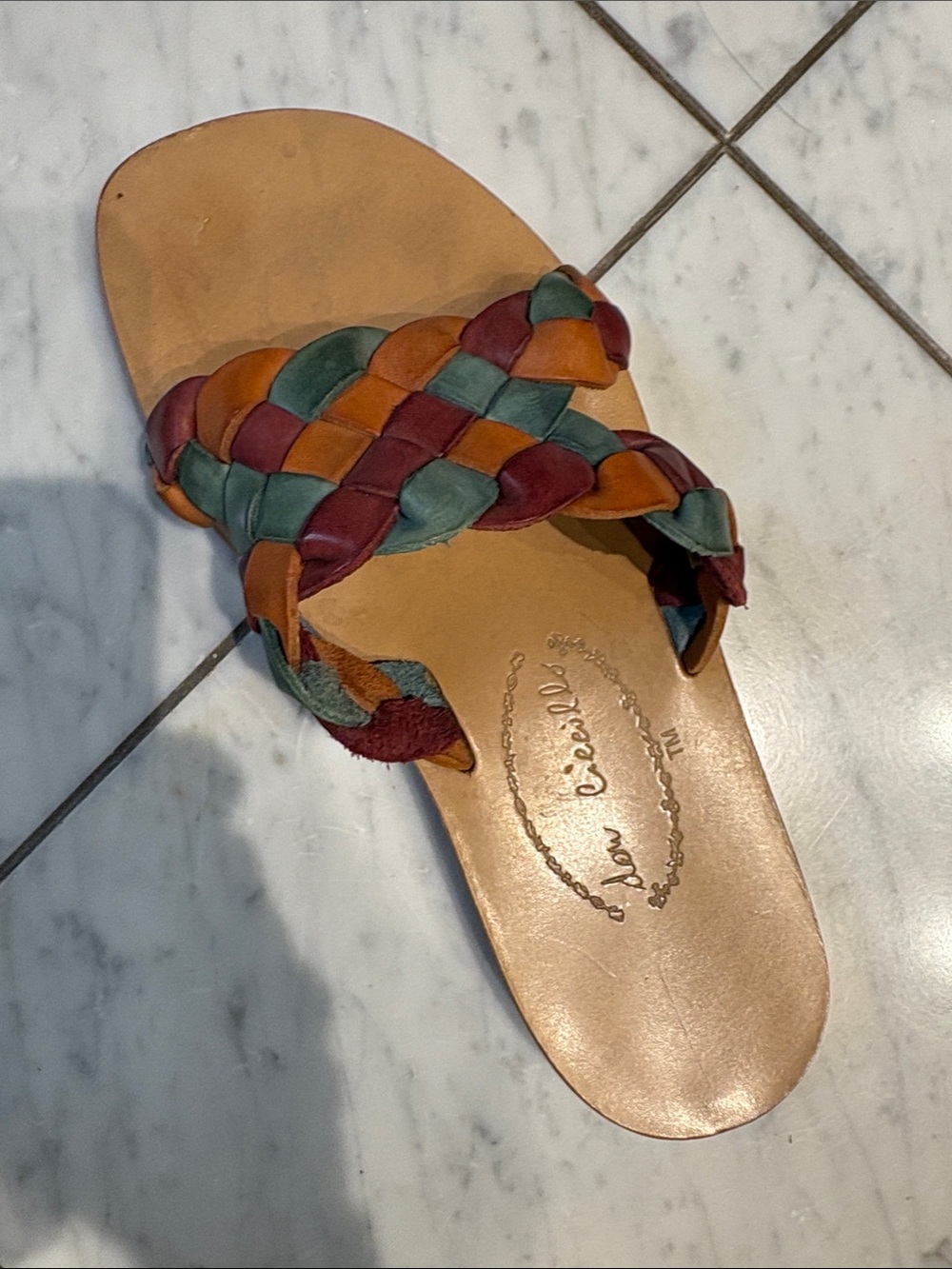 Don Cicevillo Woven Multicolor Leather Slide Sandal - Women